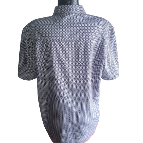 Urban Outfitters Blue and White Patterned Short Sleeve Shirt L - Picture 4 of 5